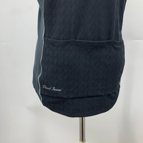 Pearl Izumi Cycling Jersey Womens L Black Textured Zip Up Mock Neck Short Sleeve - Picture 6 of 12